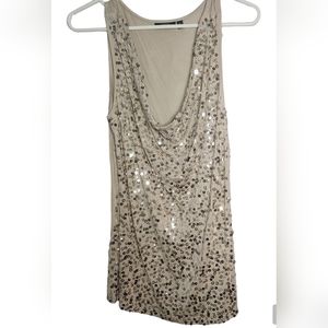 Apt 9 Sequin drape neck tank top. Sz Med. Tan/Beige.